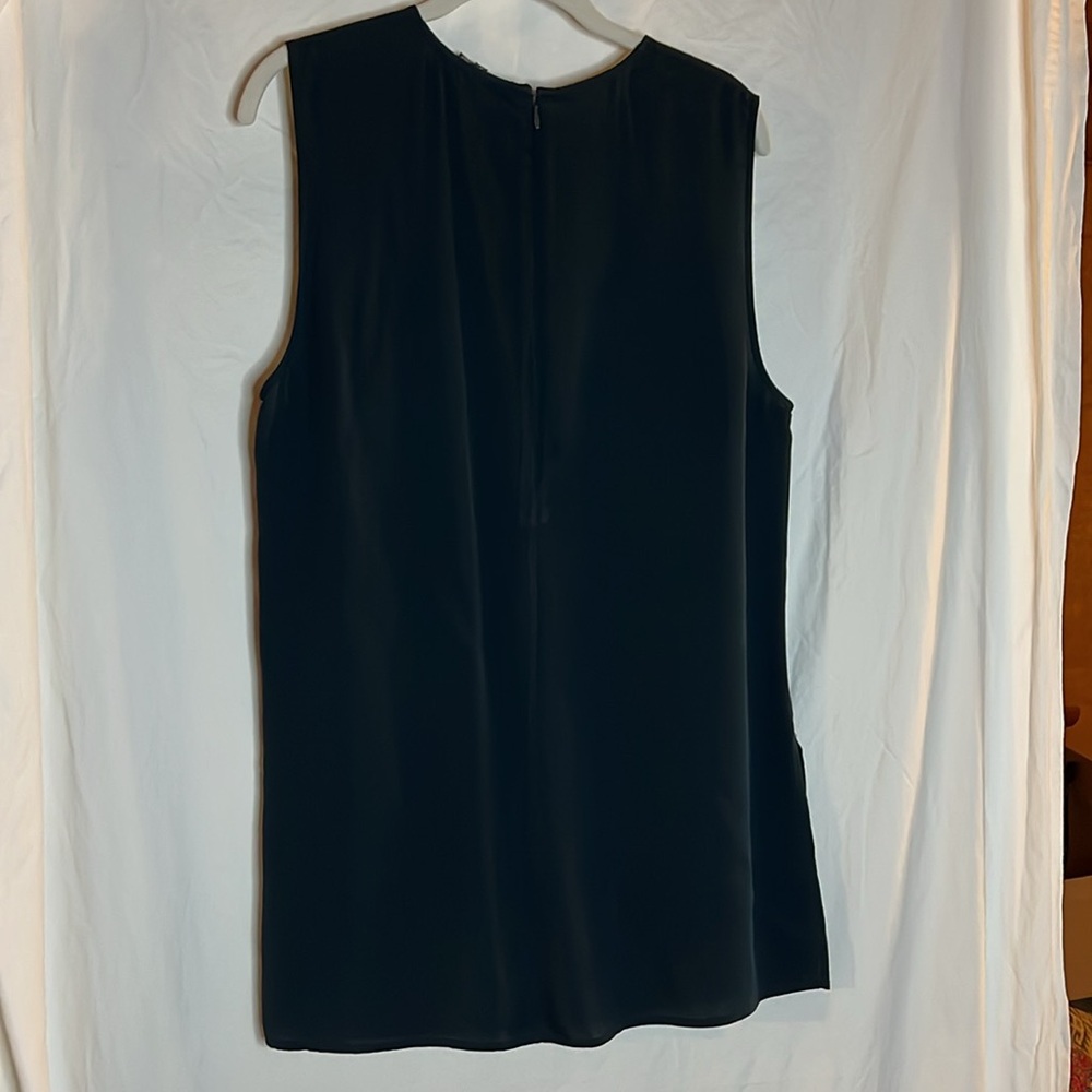 Theory peacock blue green silky sleeveless blouse